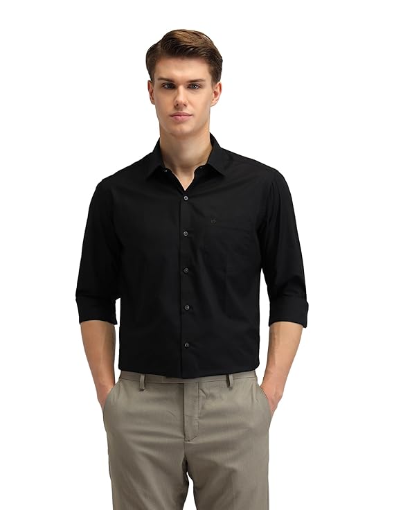 Men's Solid Full Sleeve Slim Fit Cutaway Collar Cotton Formal Shirt